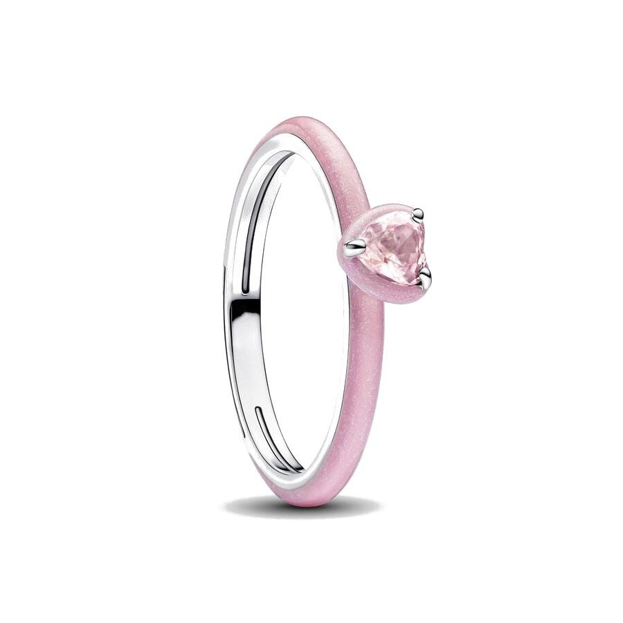 New 925 Silver Red Pink Bow Zircon Oxide Enamel Heart Love Ring Wedding Rings Fashion Fine Jewelry For Women Gifts