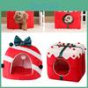 Versatile Half Enclosed Cat Bed In Christmas Theme Perfect For Autumn And Winter Use