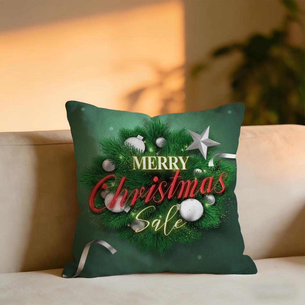 Christmas Elements Cushion Cover Cozy Velvet Throw PillowSoft Warm Cushion For Sofa  Bed