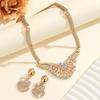 Elegant Gold Plated Alloy Wedding Jewelry Set-Bridal Necklace with Rhinestone for Brides Party & Gift Accessories