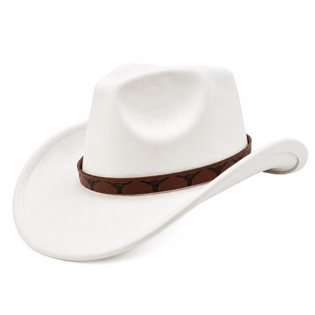 Popular Western Cowboy Hat Trend Decorative Belt Solid Color Suede Cowboy Hat Fashion Versatile