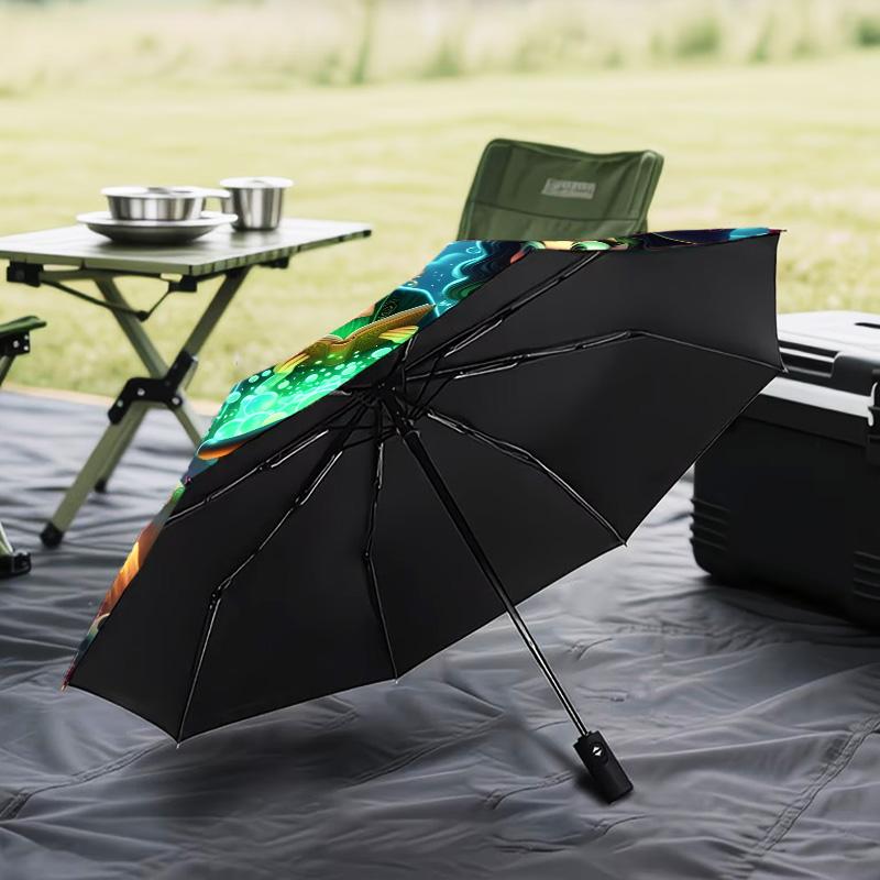 Witch Sisters In The Moonlight Automatic Folding Umbrella - 8-Rib Travel Umbrella with Auto Open/Close & Portable Gifts for holidays or birthdays