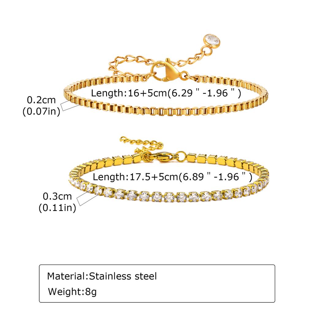 Stacking Bracelet, Gold Color Adjustable Link Chain Bracelet Set, Minimalist Women Waterproof Jewelry