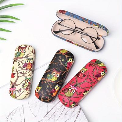 1PC Women Eye Glasses Case Cartoon Cute Owl Animal Sunglasses Storage Protector Portable Hard Leather Reading Glasses Box
