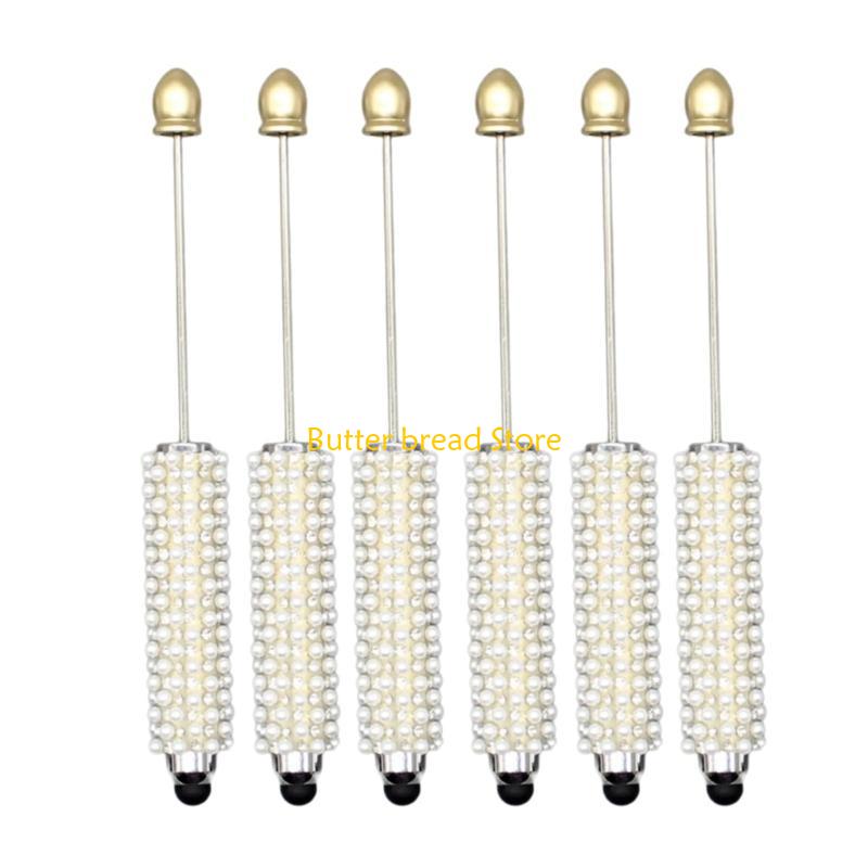 W89C 6Pcs Beadable Ballpoint Pen Touching Screen Pen with Ballpoint Pen Beadable Ballpoint Pen for Business Meeting золотой