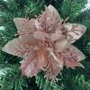 1PC Christmas Golden Glitter 14cm Flower Christmas Tree Decoration Ornaments Color Glitter Home Party Decoration Supplies