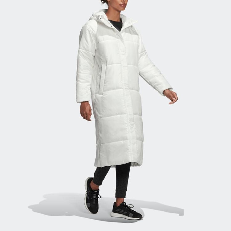 Adidas Uformell Sport Varm Lang Hettebomullsjakke Vinter Damejakker Hvit EK4814