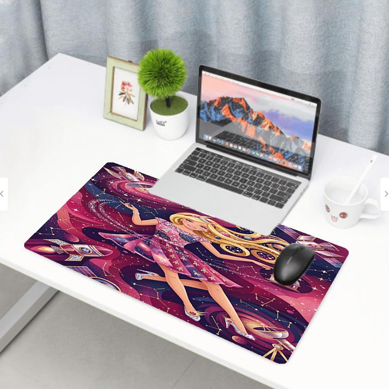 Barbie Print Mouse Pad, Anti‑Slip Desktop keyboard Mat, for PC Laptop Gaming Working Daily Use, Cool Festival Surprise Gift