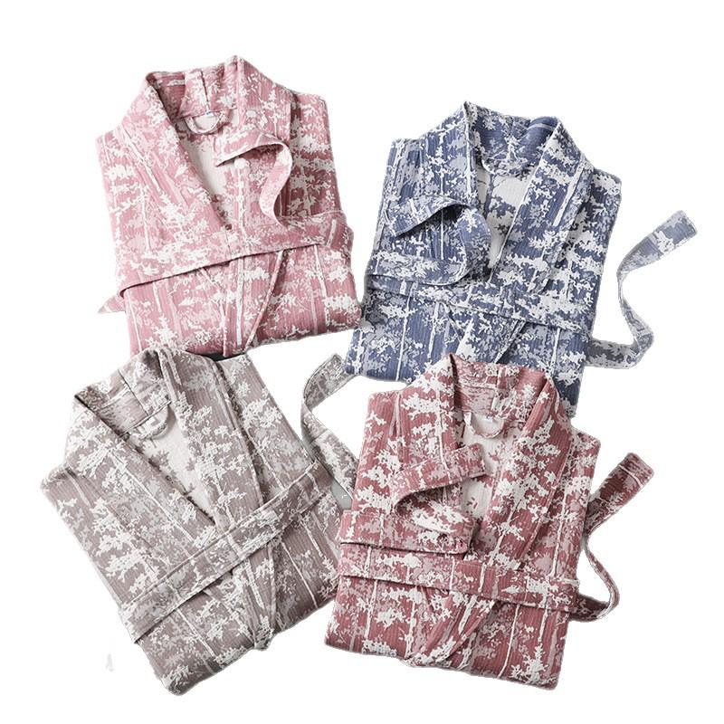 Bademantel aus reinem Baumwoll-Jacquard: Saugfähiger, Schnelltrocknender Yukata für Paare - Klasse A Frühling/Herbst Loungewear
