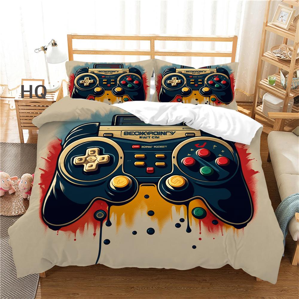 Zestaw pościeli z nadrukiem na konsolę do gier okładka podwójny rozmiar moda kreskówka fajne narzuty dla dzieci z mikrofibry dla nastolatków
