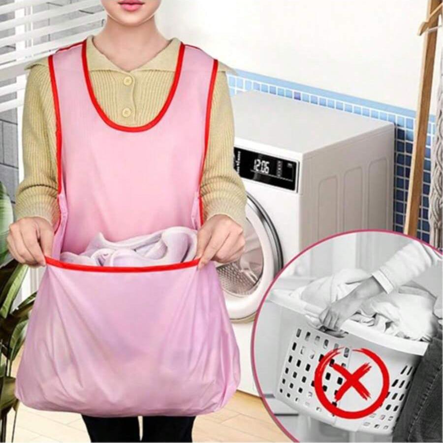 Sleeveless Laundry Apron Women Gifts Portable Cross Design Comfortable Drying Clothes Organizer Waterproof Bib