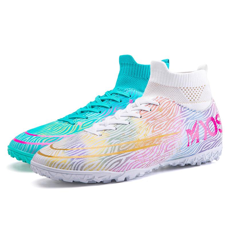 Football Shoes Men's Mandarin Ducks Long Nails High-top Students Artificial Grass Competition Training Shoes