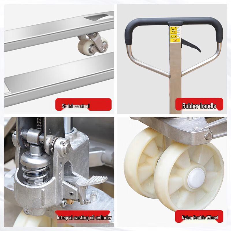 NuoShuEr 3.0T 304 Stainless Steel Manual Hydraulic Pallet Truck CN plug (adapter included)