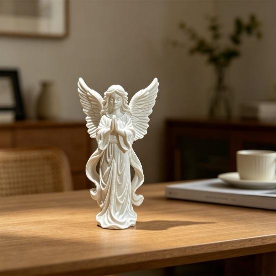 Praying Angel Figurine 3D Printed Angel Wings Statue
