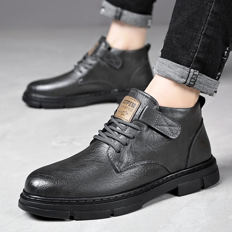 Autumn Retro Men Casual Ankle Boots Fashion Platform Shoes Business Chelsea Boots for Men Leisure Dating Party Men Leather Boots
