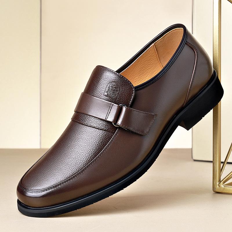 Men s Leather Slip-On Shoes – Genuine Cowhide, Comfortable, Breathable, Formal & Casual Size 43 коричневый