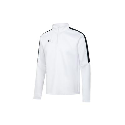 Under Armour Bluza treningowa z długim rękawem, zapinana na pół zamek, ze stójką, z nadrukowanym logo, Męska, Biała 22600301-100