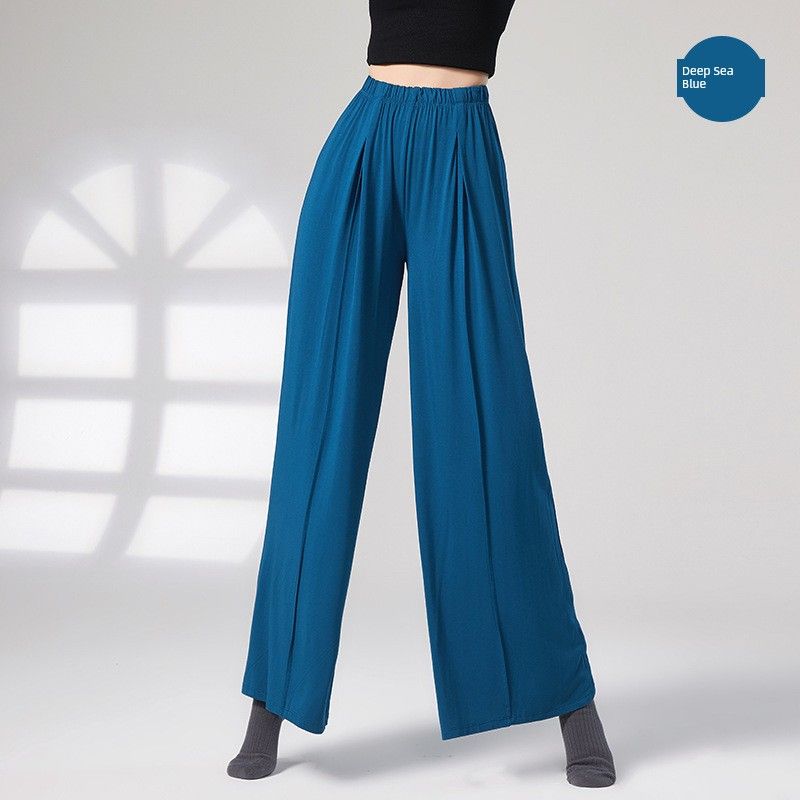 

Four Season Pants Chinese Leotards Women s Dance Pants Classical Dance Practice Pants Loose Pants Dancing Pants Deep sea blue [extended] more than 166cm XL