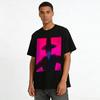 Dark Chinese Style Martial Arts Character Print T-Shirt Cool Color Block Unisex Casual Top Pure cotton T-shirt