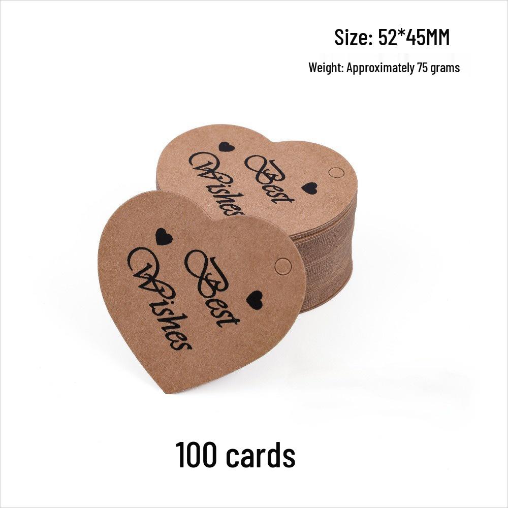 Heart-Shaped Cowhide Paper Blank Tag - Valentine's Day Red Label