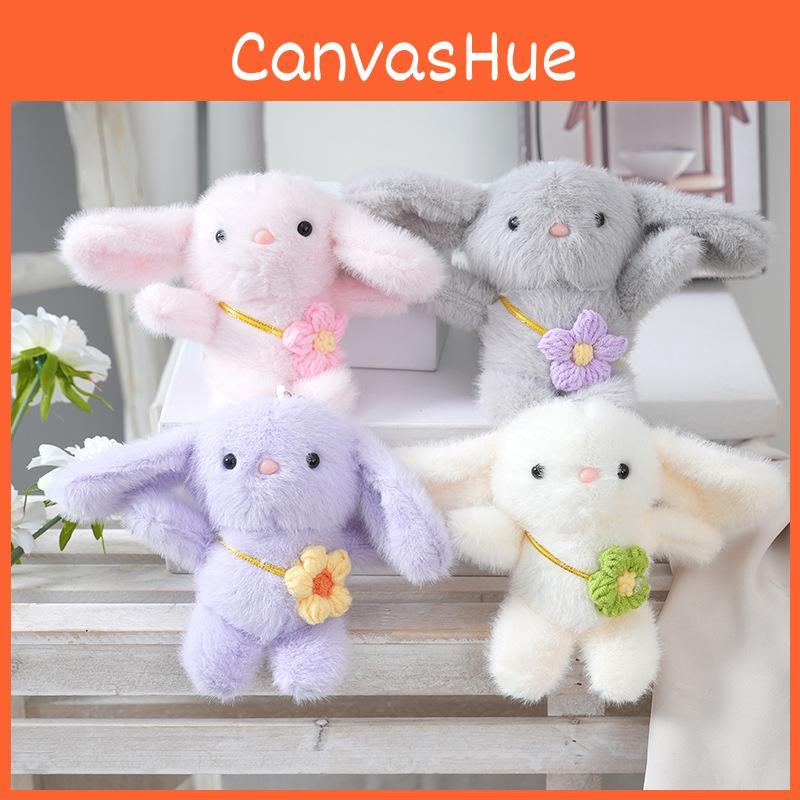Flower Plush Rabbit Keychain Cartoon Pendant Backpack Decorations Gift Kids