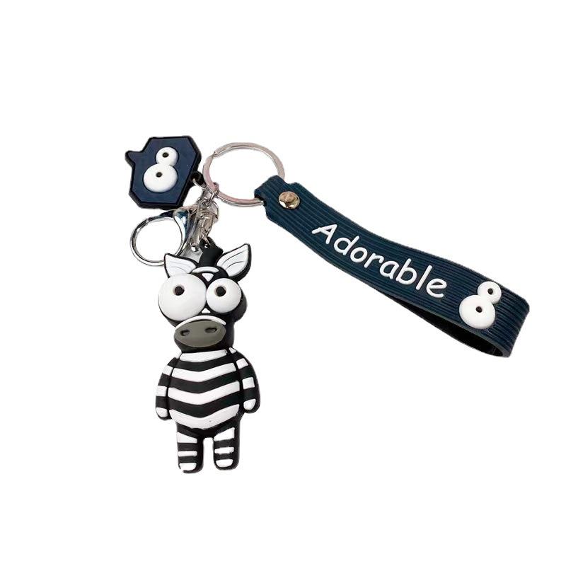 Cute Pop-Eyed Giraffe Keychain - Cartoon Animal Epoxy Bag Pendant