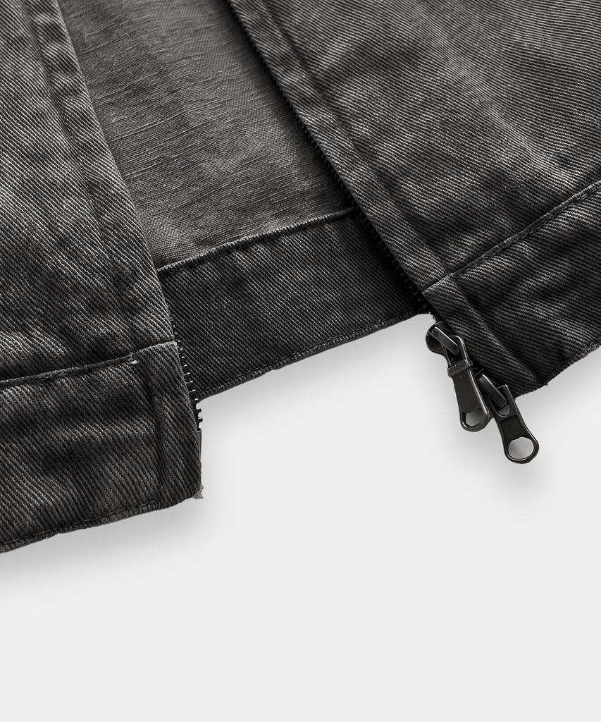 EUGGEN 2Way Cotton Biker Jacket_Washed Black