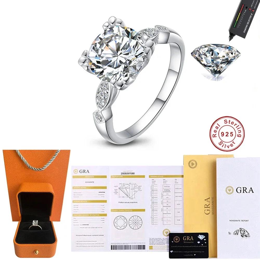 

Personality Exquisite 925 Silver Round Moissanite Rings Wedding Anniversary Jewelry 4