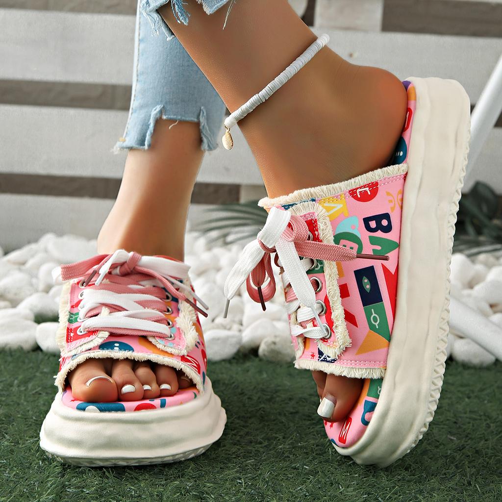 Fashion Women Slippers New Fashion Designer Graffiti Slippers Platform Mules Shoes Street Clogs Flat Casual Sandals Home Slides Women