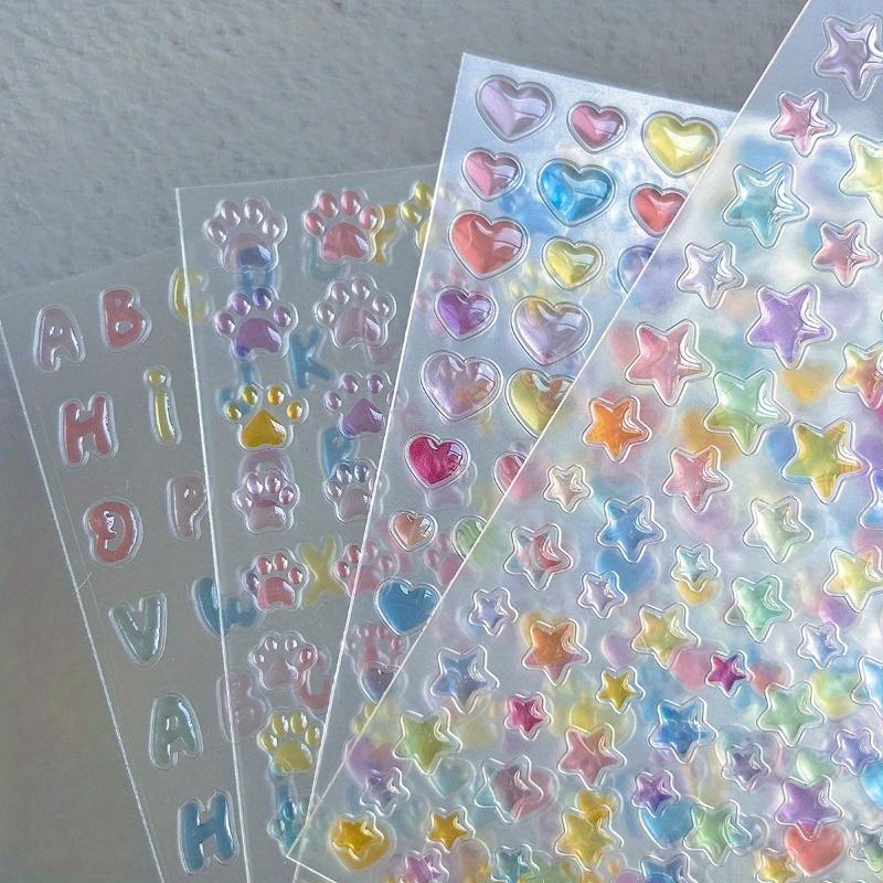 3D Nail Stickers, Five-Pointed Star Heart Jelly Colored Stars, Hearts, Letters, Cat Claw Nail Decoration Stickers