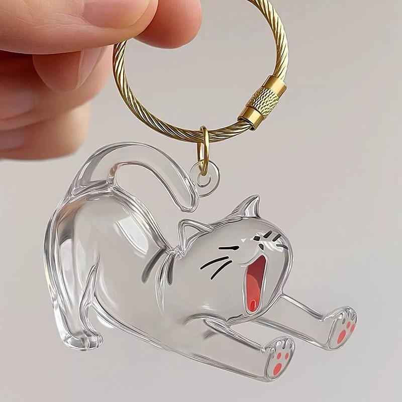 Cat Key Ring Pet Hair Keychain Cartoon Dog Cat Wool Keychain Storage Charm For DIY Gift Hair Storage Feature In Cat Dog Design