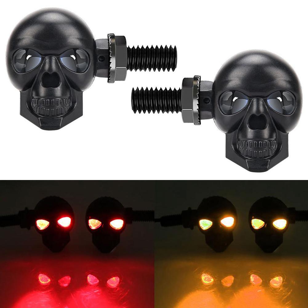 2PCS Motorcycle LED Skull Shape Waterproof Fog Light Auxiliary Turn Signal Light Taillight LED Indicator Light