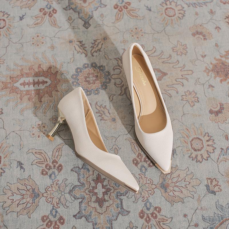Fashion simple high heels women's 2025 new spring temperament celebrity versatile pointed head shallow mouth stiletto single shoes commute