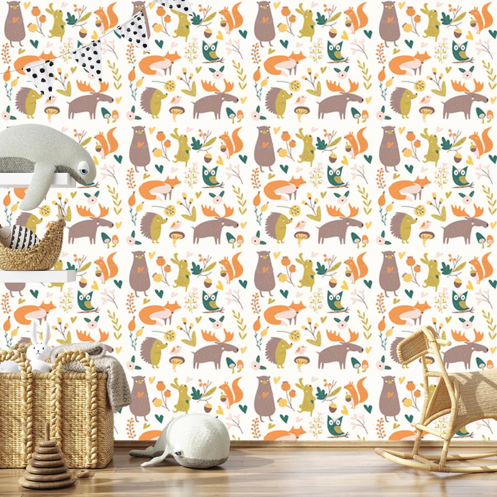 Happy Animals Forest Wallpaper for Living Room and Bedroom 50x1000