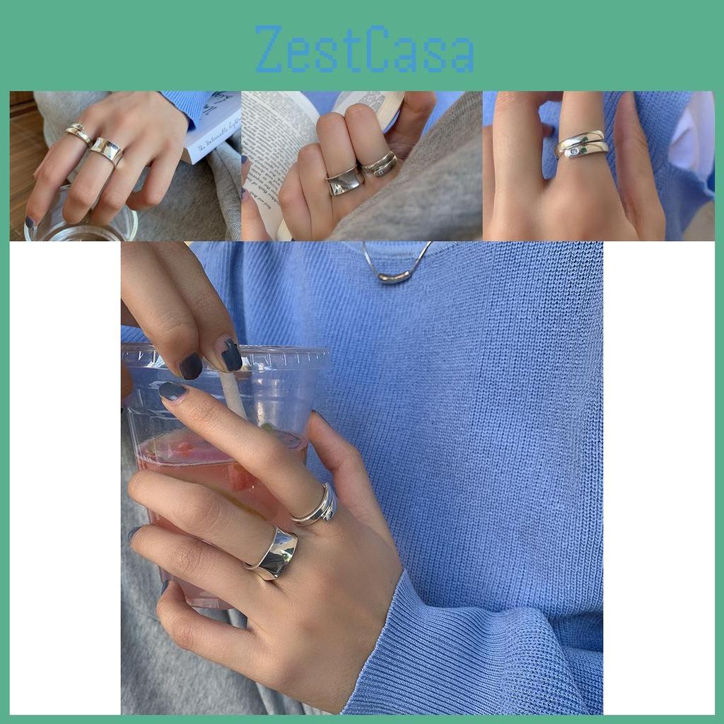 Chic 925 Pure Silver Fashionable Wide Smooth Band Ring For Women Stylish Jewelry Gift