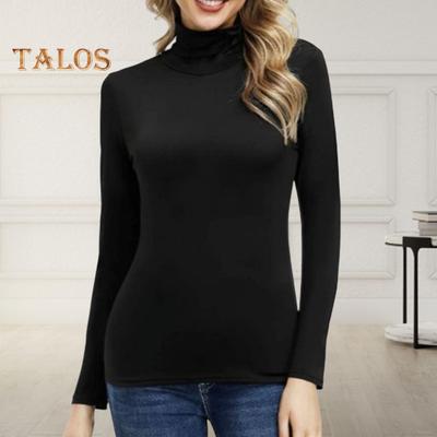 Damen-Oberteile mit hohem Kragen, langen Ärmeln, schmale Passform, Pullover-Oberteile, einfarbig, Basic-Rollkragenbluse für den Alltag