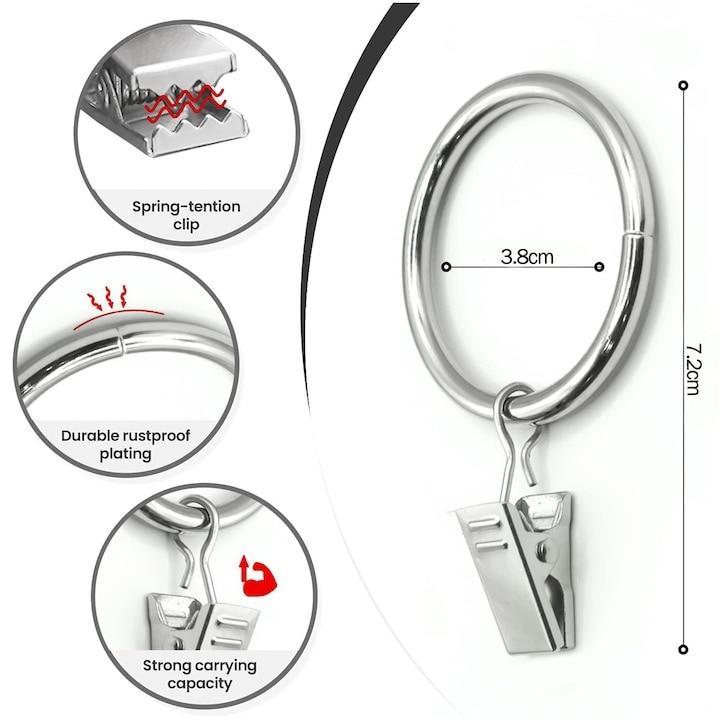 44 Pcs Silver Metal Curtain Clips with Clamps 3.8x7.3cm Curtain Accessories