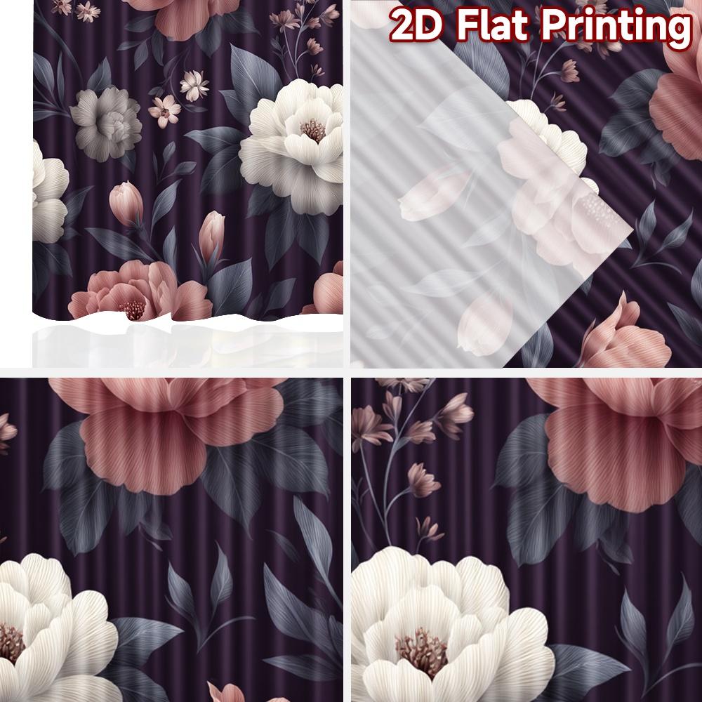 2D FLAT PRINTING 2pcs Curtains (Without Rod) Floral Elegance on Dark Background Easter Festival Minimalist Curtains Prints Light