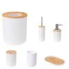 Six-Piece Bathroom Set: Washbasin, Trash Can, Soap Dish, Cleaning Tools.