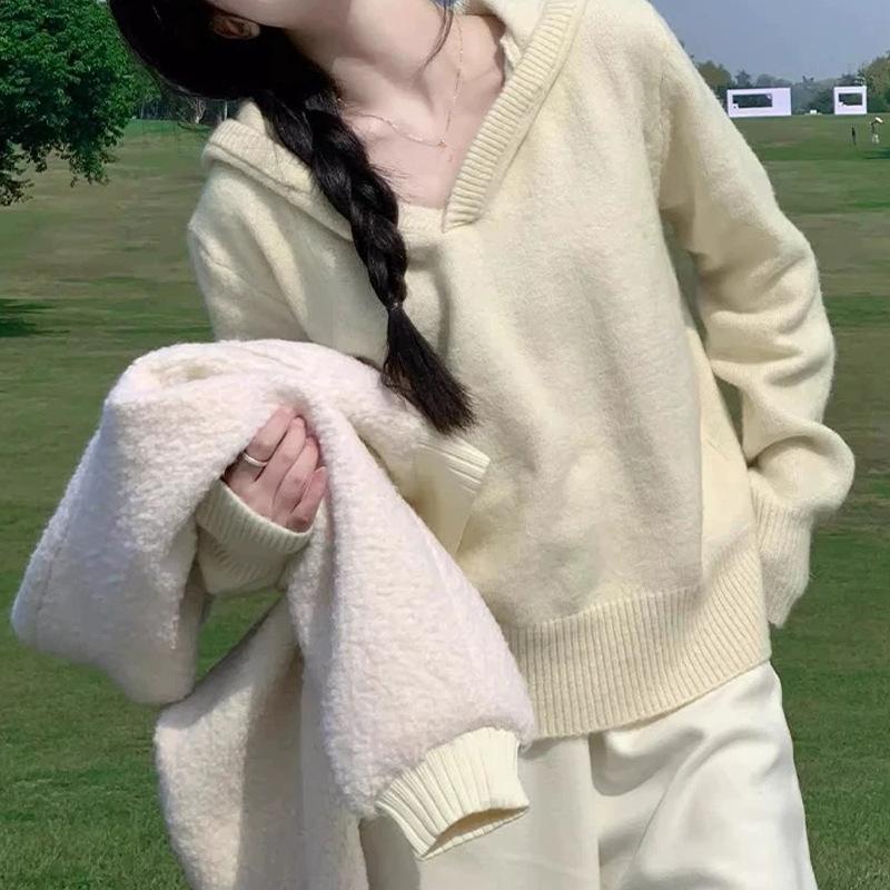 

Однотонный пуловер свитер Осень и Зима Худи свитер Пуловер куртка для женщин 3XL абрикосовый