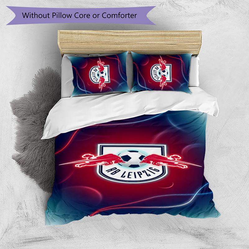 RB Leipzig Football Printed 3 Pieces Bedding Set, Comfortable Skin Friendly Bedroom Duvet Cover Set