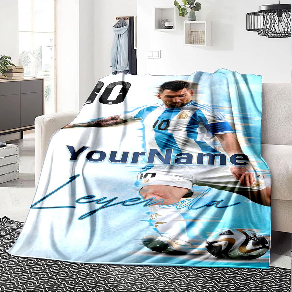 Messi Customize Text Blanket Gift Customizable Blanket Warmthful Decor Suitable for Sofa Couch Office Bed for All Occasions Gifts For Family Or Friend