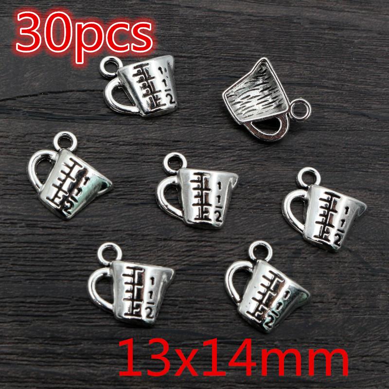 

30pcs Antique Silver Plated Measuring Cup Compass Chrams Metal Alloy Pendant DIY Charms DIY Jewelry Making Findings