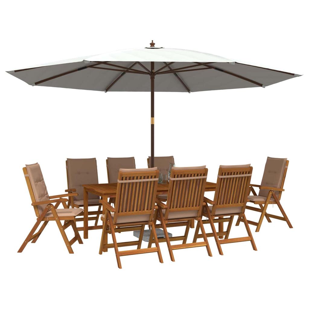 9 piece Garden Dining Set 8 Seater Natural Solid Acacia Wood