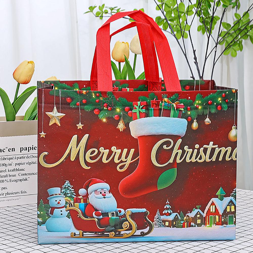 New Christmas Gift Bag Non-woven Santa Snowman Xmas Tree Tote Bags Candy Gift Packaging Bag Shopping Bag Xmas 2026 New Year Bags