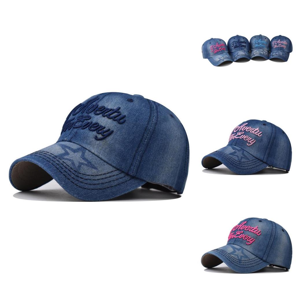 Classic Denim Adjustable Baseball Hat With Embroidered Detail For Men And Women