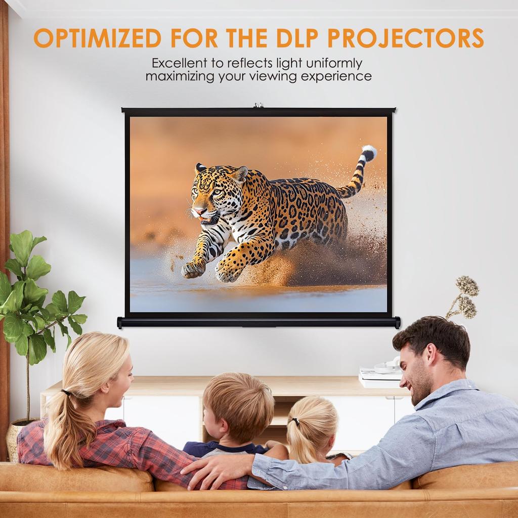 Ecran Proiector Docooler Ecran pentru Proiector de 50 Inch Ecran Portabil HD Proiecție Montat pe Perete pentru Home Theater Exterior Agățat, Proiector, 169