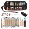 40-piece Pottery & Sculpture Tool Set: Carving Knives, Round Sticks, Needle Tools, Trimming & Silicone Pens