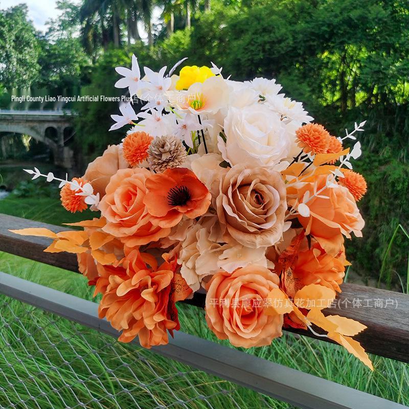 Autumn Color Artificial Flower Ball for Wedding and Event Decorations