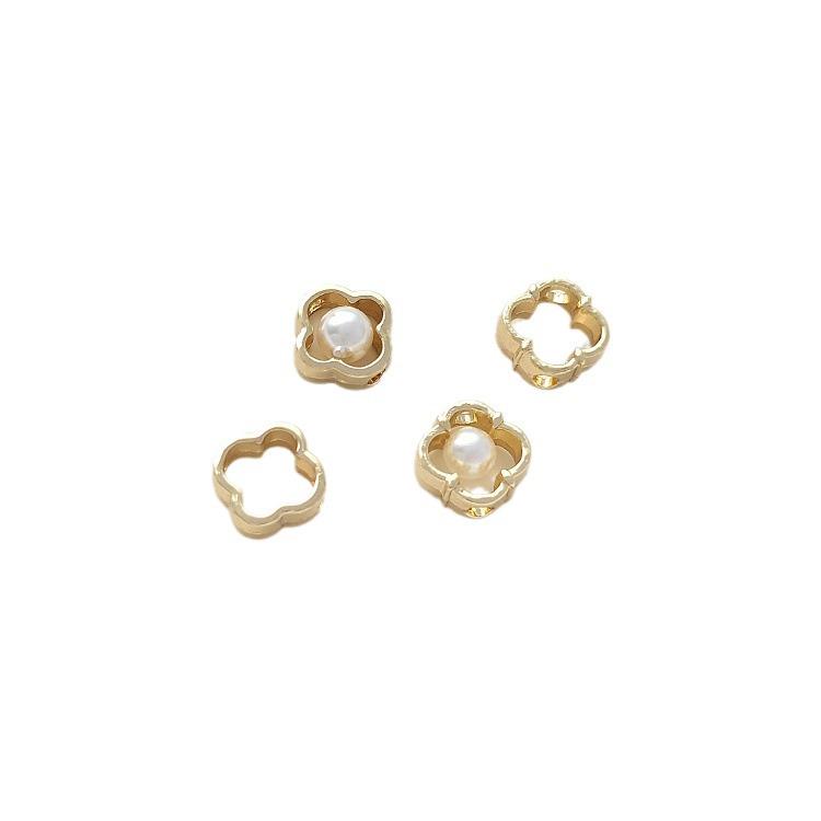 14K Gold-Filled Four-Leaf Clover & Pearl Beaded DIY Jewelry Materials